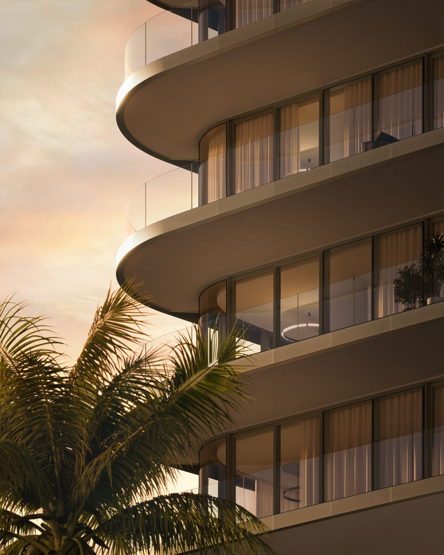 LILLI facade detail with champagne metallic accents